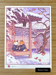 Fox and Cat, Green Tea in Winter