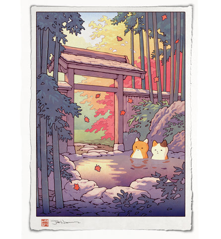 Fox and Cat at the Onsen