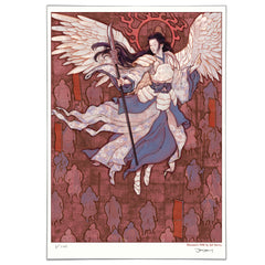 Print: MTG Limited Edition - 'Akroma's Will' Metallic Giclée Print - Red Variant