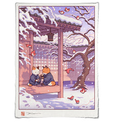 Fox and Cat, Green Tea in Winter